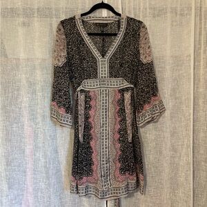 INC Pink Paisley V-Neck Mini Dress